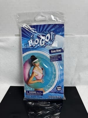 H2O GO-Swim Ring-Float 31.5"x 31.5" x 7.5” -Brand New-Pink-Green-Blue- Bestway - Image 1