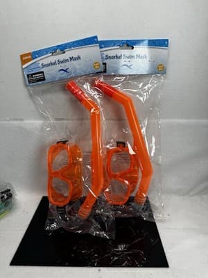 2 Lot Swimgear Adult Swimming Snorkel And Swim Mask ORANGE Ages 14+ New Junior - Image 1