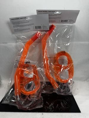 2 Lot Swimgear Adult Swimming Snorkel And Swim Mask ORANGE Ages 14+ New Junior - Thumbnail 2