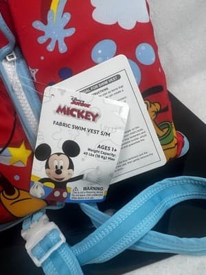 3 Pc NEW Disney Junior Mickey Mouse, Swim Vest, Life Jacket Small & Goggles - Thumbnail 3