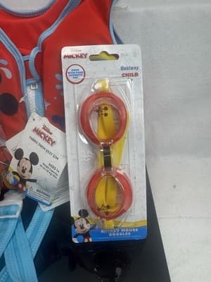 3 Pc NEW Disney Junior Mickey Mouse, Swim Vest, Life Jacket Small & Goggles - Thumbnail 5