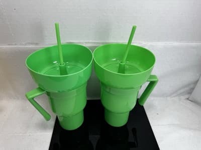 2 Pack Snack and Drink Cup Combo with Snack Bowl on Top Drink Cup New - Thumbnail 2