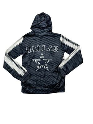 Dallas Cowboys All Over Print Hooded Sweatshirt Blue White Honeycomb Design - Thumbnail 4