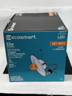 EcoSmart Daylight 65W LED 4 Inch Retrofit Downlight Recessed 4 Pack New - Thumbnail 2