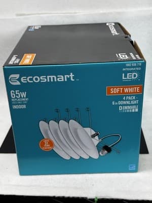 EcoSmart Daylight 65W LED 4 Inch Retrofit Downlight Recessed 4 Pack New - Thumbnail 4