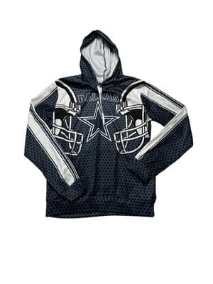 Dallas Cowboys All Over Print Hooded Sweatshirt Blue White Honeycomb Design - Thumbnail 2