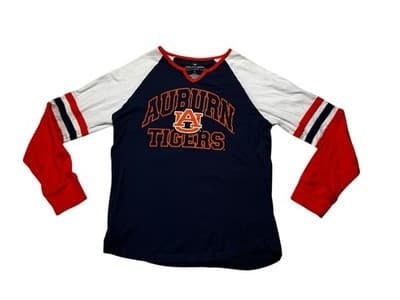Used NCAA Auburn Tigers Ladies Collisium 3/4 Sleeve Raglan Shirt Juniors Large - Image 1