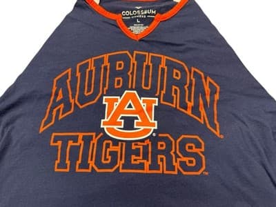 Used NCAA Auburn Tigers Ladies Collisium 3/4 Sleeve Raglan Shirt Juniors Large - Thumbnail 2