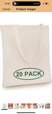 Canvas Tote Bags, 14"X16", Pack of 20, Natural - Image 1
