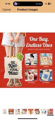 Canvas Tote Bags, 14"X16", Pack of 20, Natural - Thumbnail 8