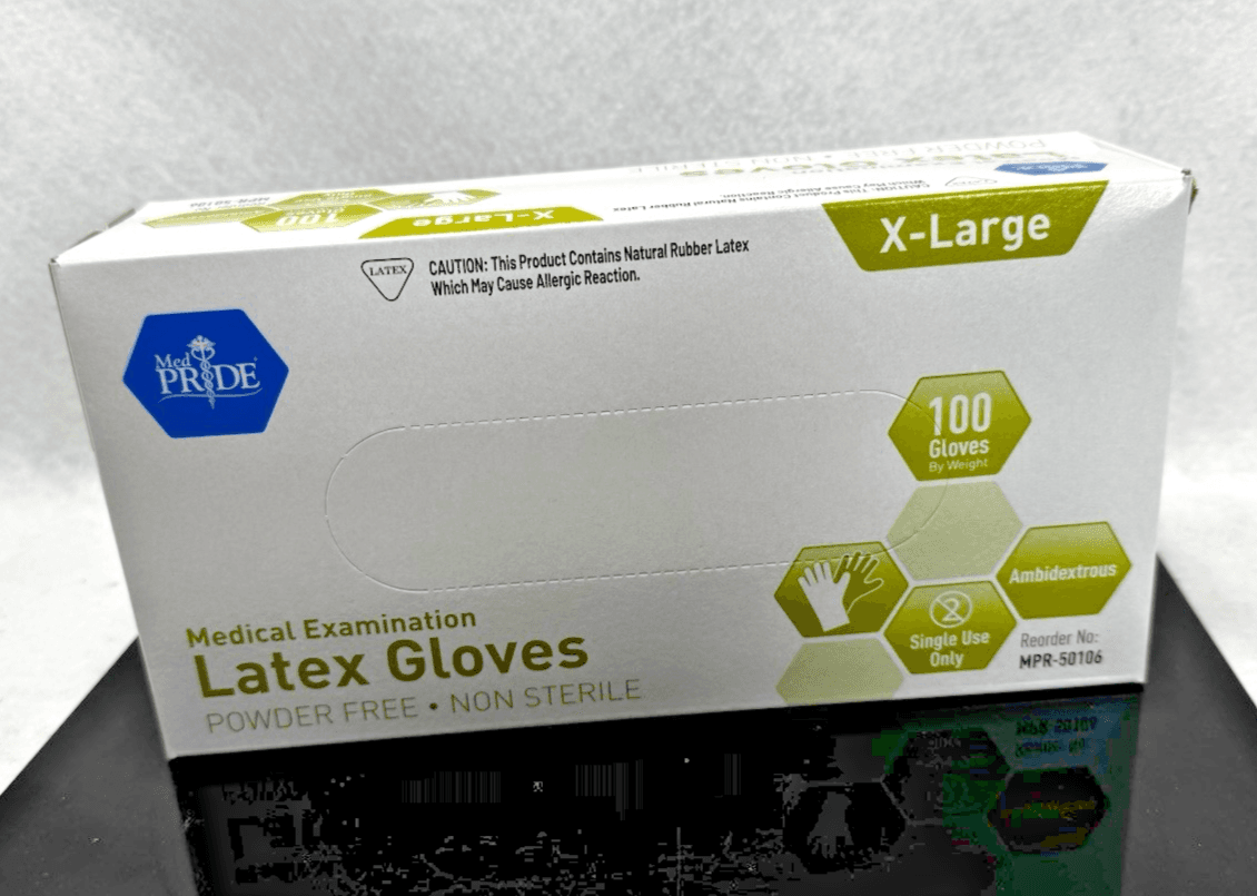 MED PRIDE Medical Latex Examination Gloves (X-Large, 100-Count) Ultra-Strong 5 m - Image 1