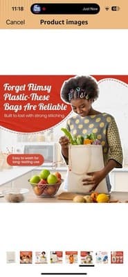 Canvas Tote Bags, 14"X16", Pack of 20, Natural - Thumbnail 6