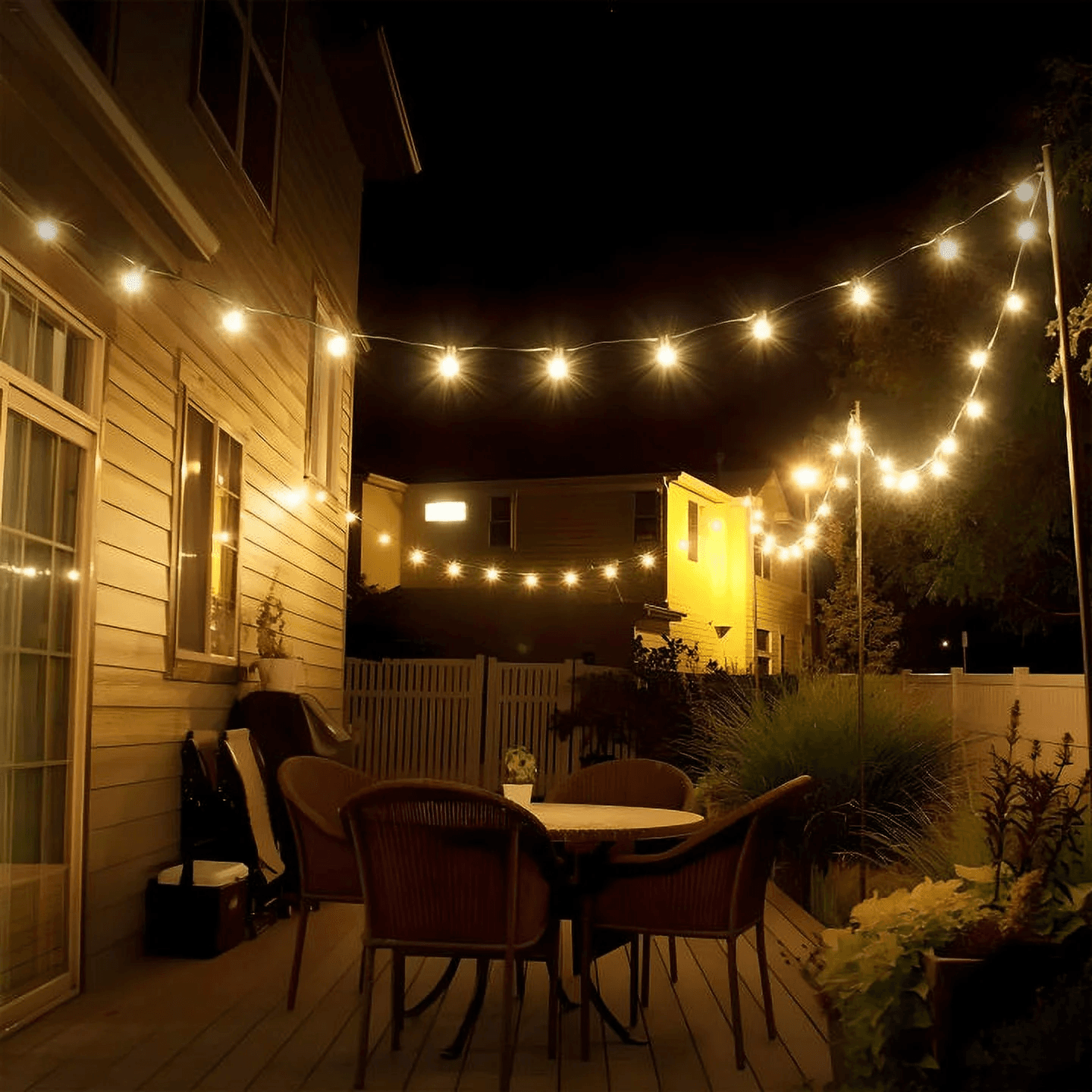 100FT LED 50 CT Outdoor String Lights Dimmable Waterproof LED Patio Lights E12 - Thumbnail 3