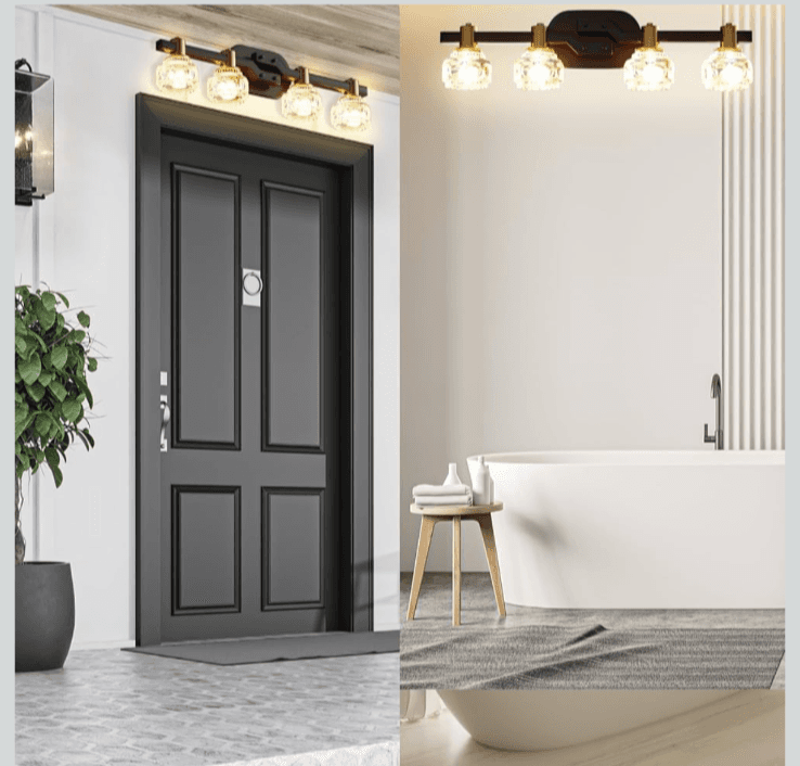 Lightdot 4-Light Bathroom Vanity Light 23.6" Modern Bathroom Clear Crystal - Image 1