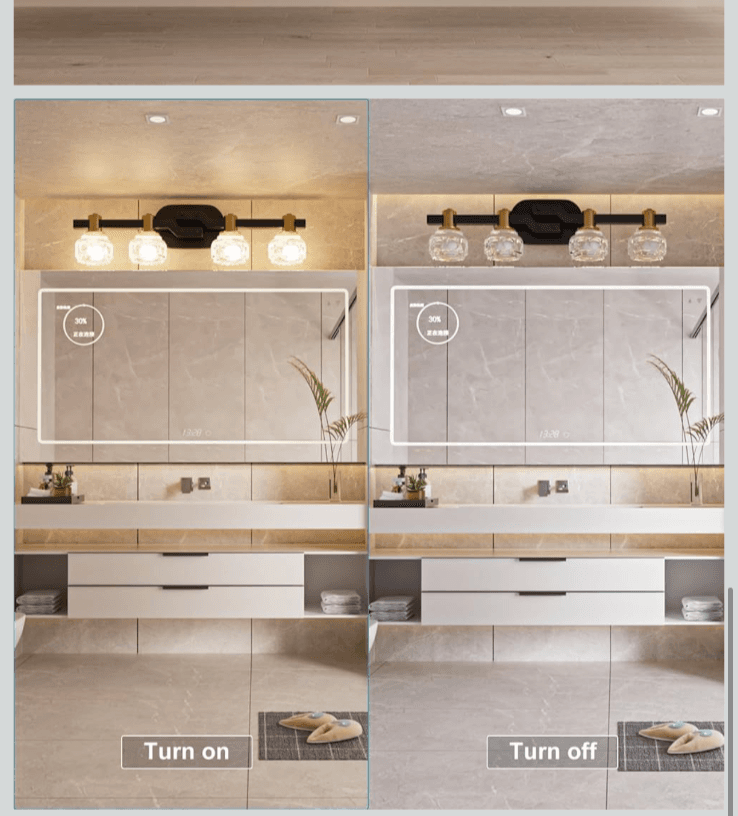 Lightdot 4-Light Bathroom Vanity Light 23.6" Modern Bathroom Clear Crystal - Thumbnail 4