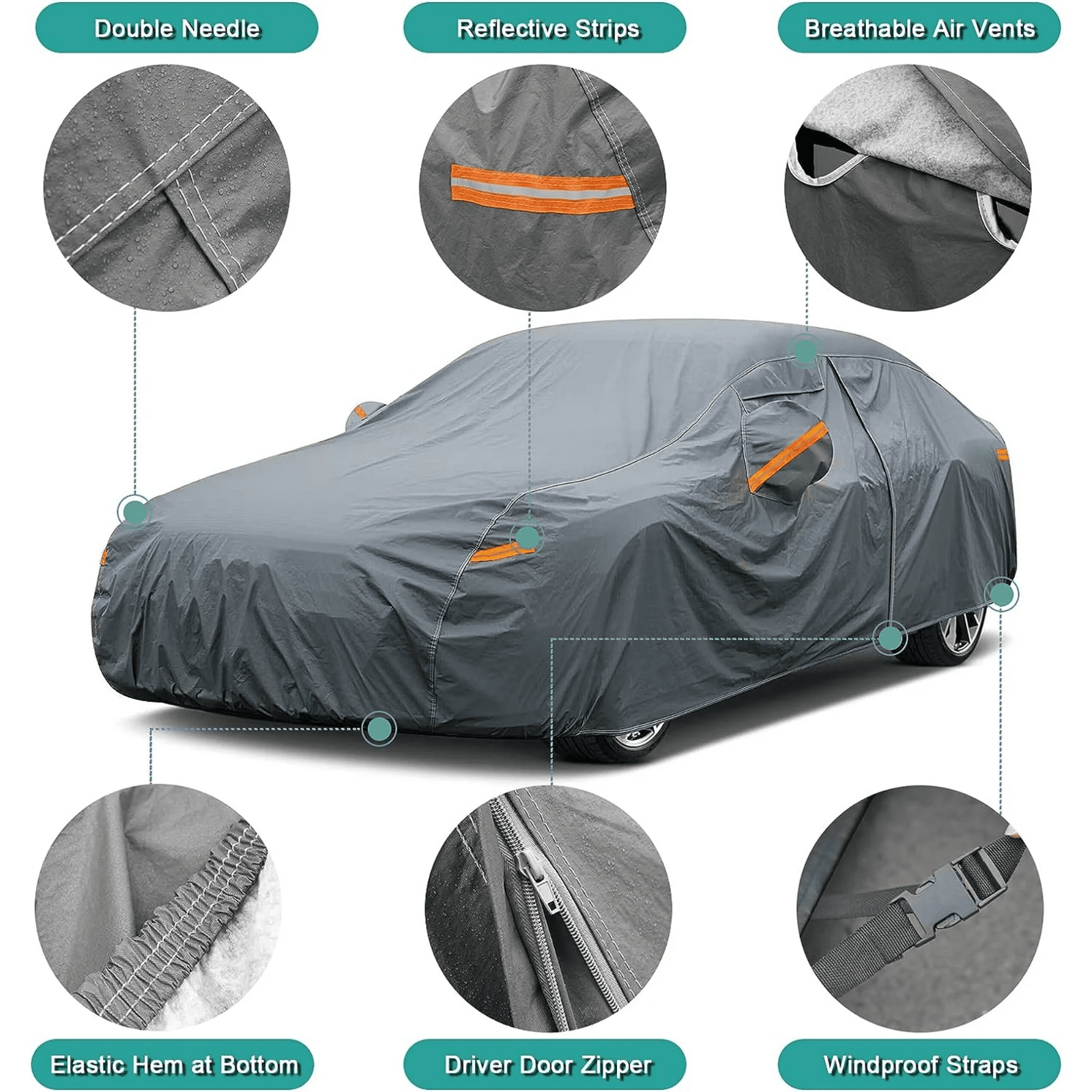 GUNHYI SUV Car Cover for SUV 180" All Weather Waterproof, Universal - Thumbnail 3
