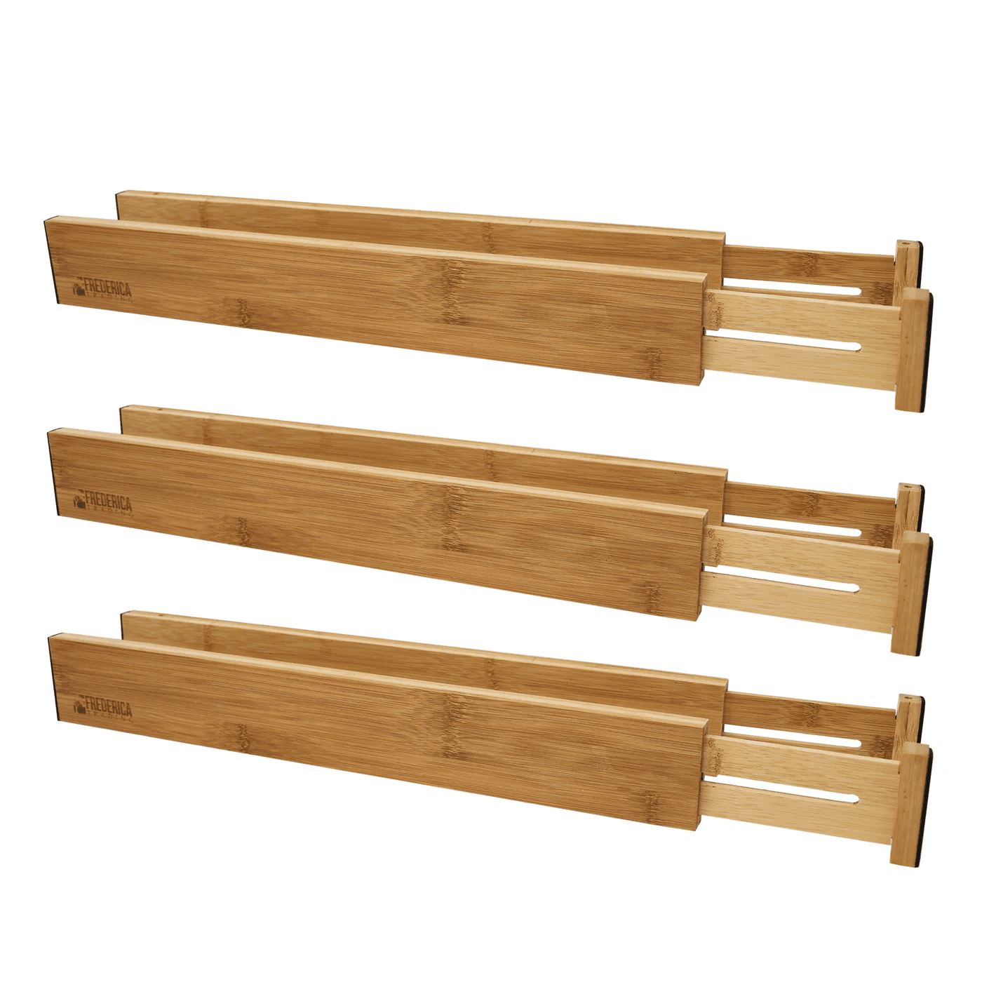 6 PK Bamboo Drawer Dividers 4" High, 16.5-22" Adjustable Drawer Organizers - Thumbnail 2