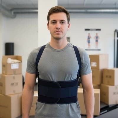 Heavy Duty Weight Lift Lumbar Lower Back Waist Support Belt Brace Suspender Work - Image 1