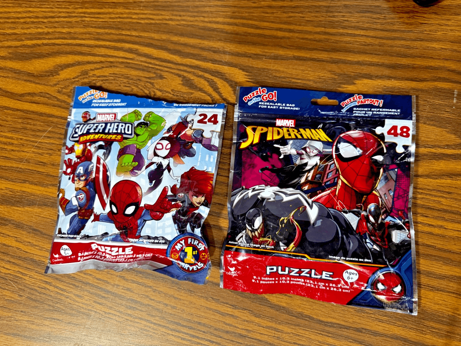Cardinal Marvel Spiderman Puzzles (Set of 2) Travel 48 & 24 Jigsaw Puzzles - Image 1