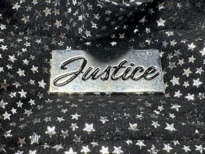 Justice Girls BLACK &Silver Star Print Quilted Duffle Bag - Thumbnail 2
