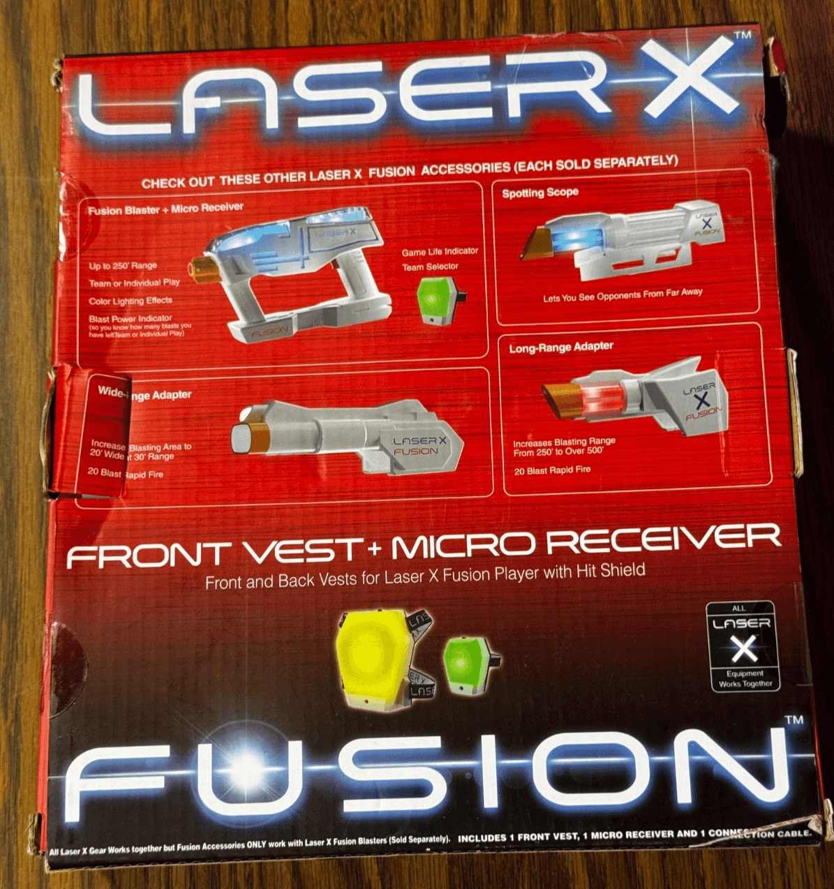Laser X Fusion Front and Back Vests + Micro Receiver Laser tag New/Damaged Box - Thumbnail 2