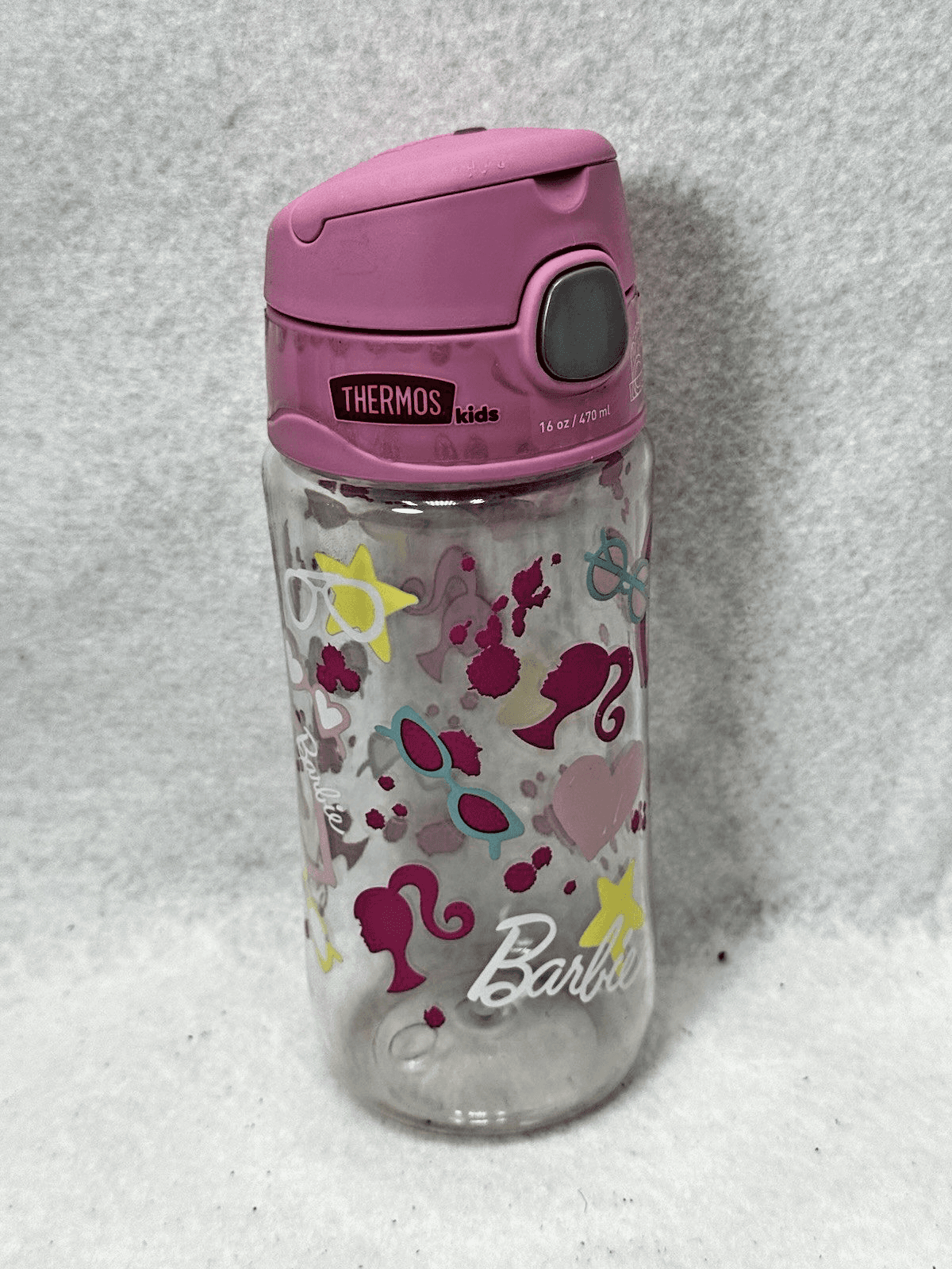 BARBIE LICENSED TRADEMARK Thermos 12 oz Kid's Funtainer Water Bottle PINK - Image 1