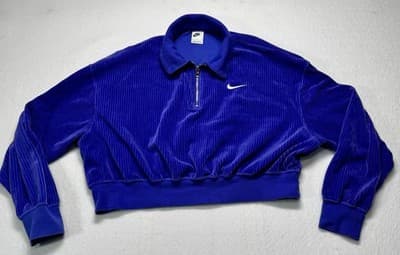 Nike Sportswear Women's Rib Velour Cropped Hoodie Size LARGE - Image 1