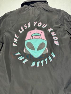 Eighty Eight Brand Windbreaker Snap Jacket Adult Men’s SMALL Black Trippy Alien - Thumbnail 5