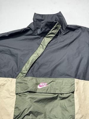 Nike Jacket Women L Green Black Anorak Windbreaker Colorblock Pullover Half Zip - Thumbnail 3