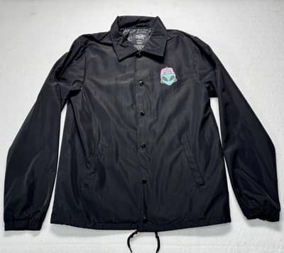 Eighty Eight Brand Windbreaker Snap Jacket Adult Men’s SMALL Black Trippy Alien - Thumbnail 2