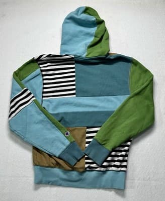 Champion Classic Fleece Colorblock Hoodie Sweatshirt Mens Small Aqua Green - Thumbnail 6