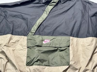Nike Jacket Women L Green Black Anorak Windbreaker Colorblock Pullover Half Zip - Thumbnail 2