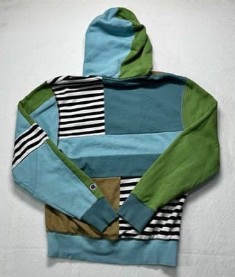 Champion Classic Fleece Colorblock Hoodie Sweatshirt Mens Small Aqua Green - Thumbnail 7