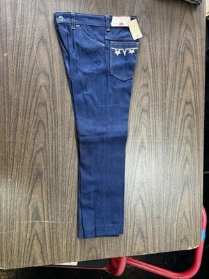 Vintage 1970s Dark Denim Embroidered Jeans High Waist Pants Size 8/24 - Image 1