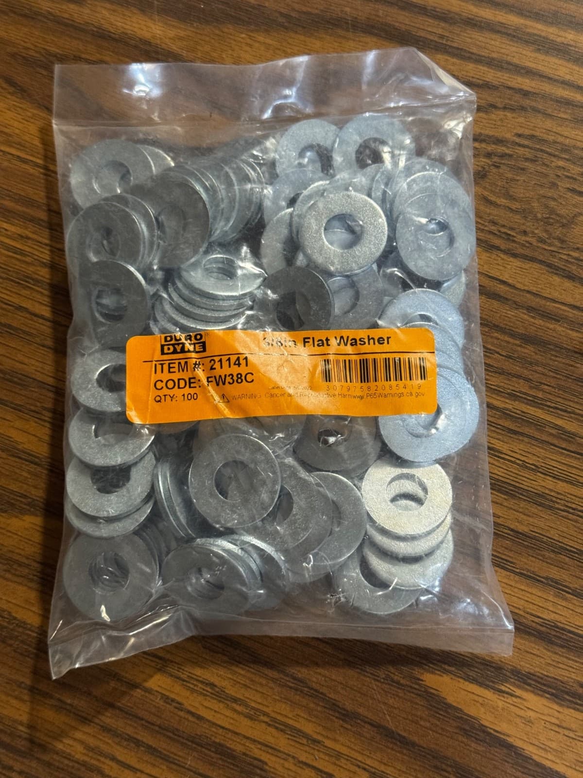 (100) 3/8" Stainless Steel Flat Washers Zinc Plated FW38C 21141 - Image 1