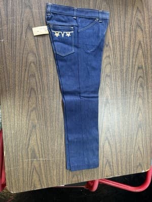 Vintage 1970s Dark Denim Embroidered Jeans High Waist Pants Size 10/25 - Image 1