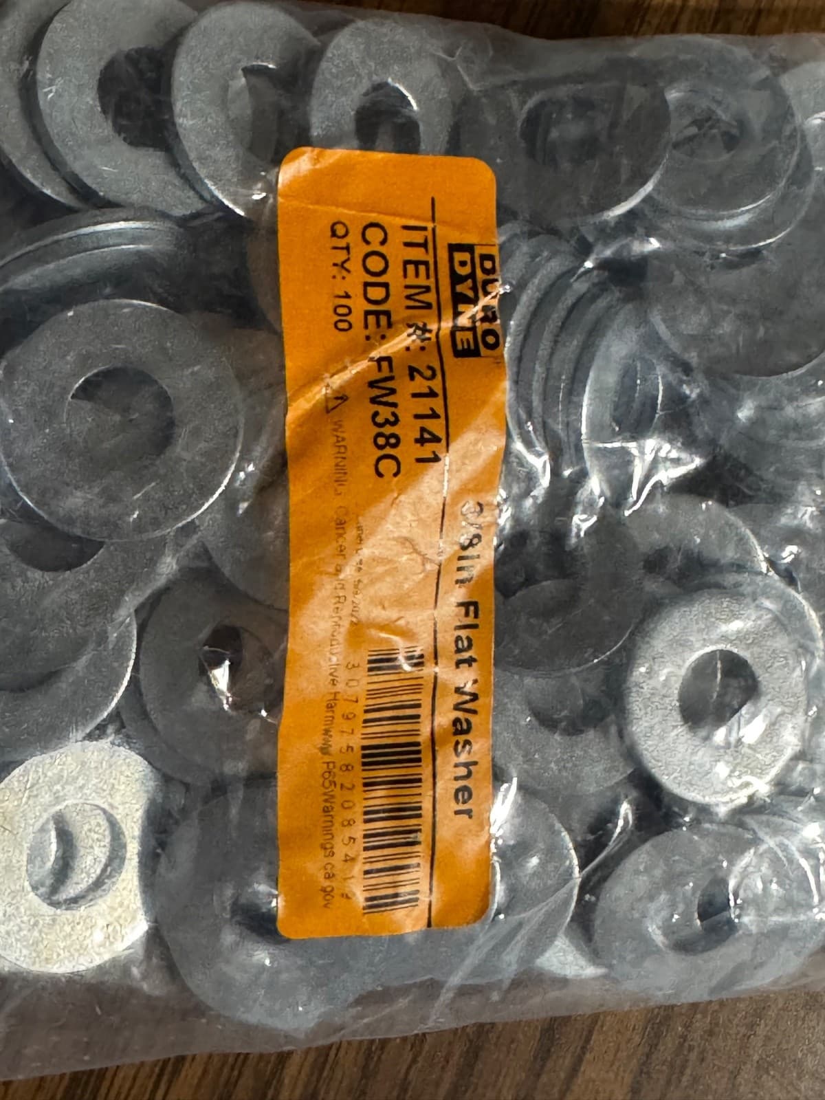 (100) 3/8" Stainless Steel Flat Washers Zinc Plated FW38C 21141 - Thumbnail 2