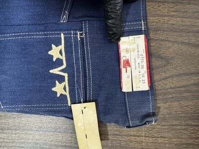 Vintage 1970s Dark Denim Embroidered Jeans High Waist Pants Size 10/25 - Thumbnail 4