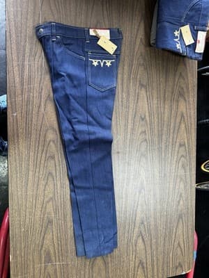 Vintage 1970s Dark Denim Embroidered Jeans High Waist Pants Size 10/25 - Thumbnail 2