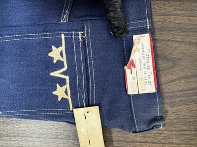Vintage 1970s Dark Denim Embroidered Jeans High Waist Pants Size 10/25 - Thumbnail 3