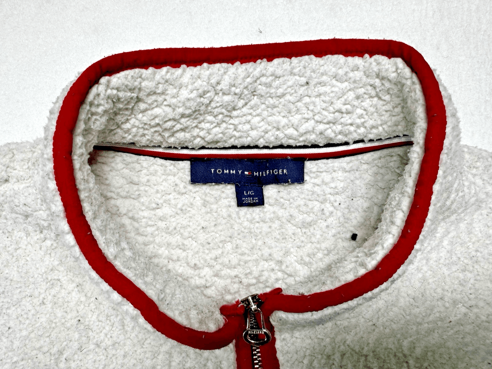Tommy Hilfiger Jacket Women's LARGE White Essential Sherpa Full Zip Pocket Coat - Thumbnail 2