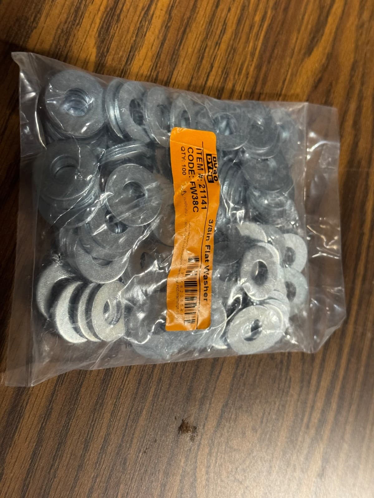 (100) 3/8" Stainless Steel Flat Washers Zinc Plated FW38C 21141 - Thumbnail 3