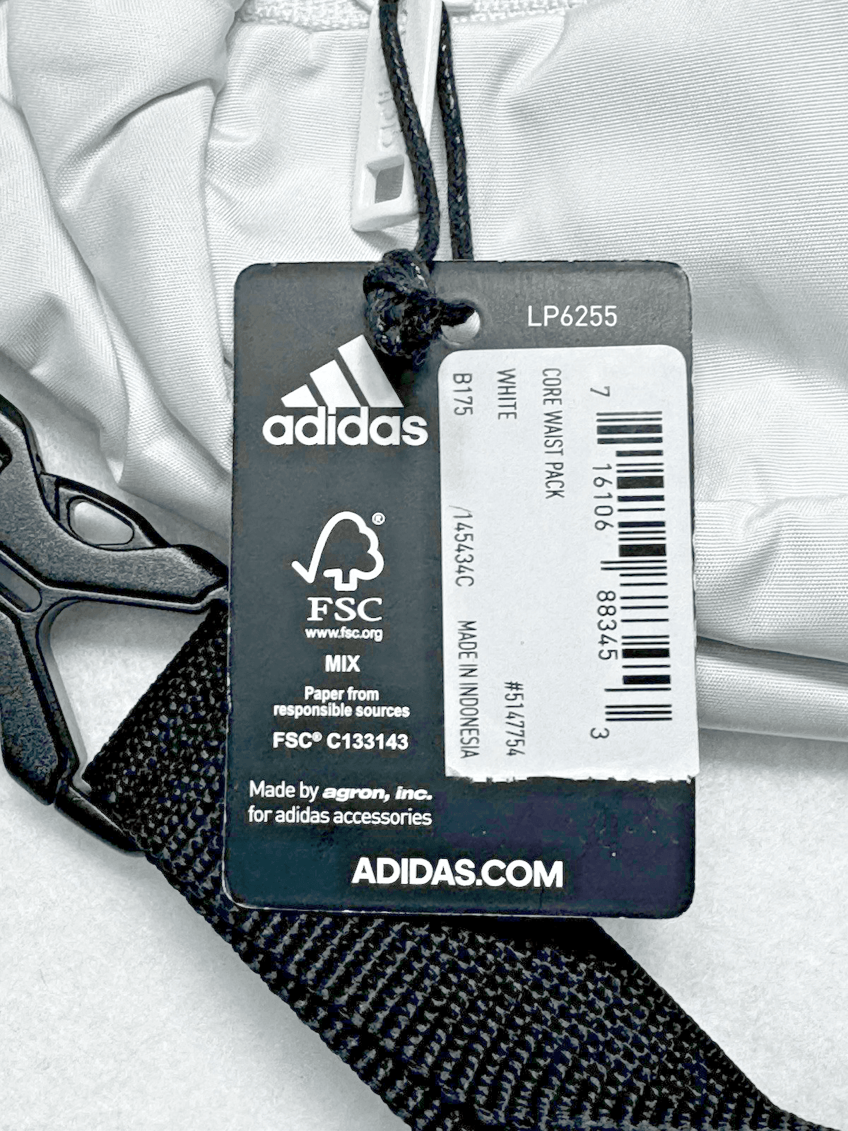 Adidas Unisex Core Fanny Pack Waist Belt Crossbody Travel Bag - White - Thumbnail 4