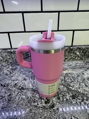 Stanley 20 oz Quencher H2.0 FlowState Tumbler Peony Pink Cup w/ Handle Straw - Thumbnail 3