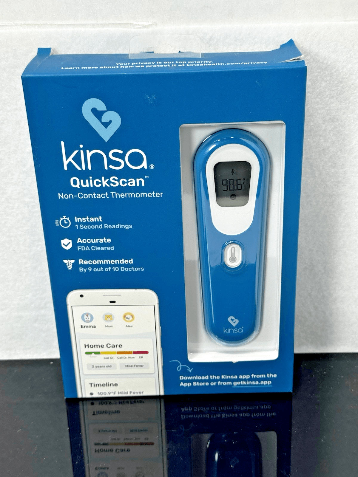 Kinsa Quick Scan Non-Contact Smart Digital Bluetooth Thermometer 1 Sec Readings - Image 1