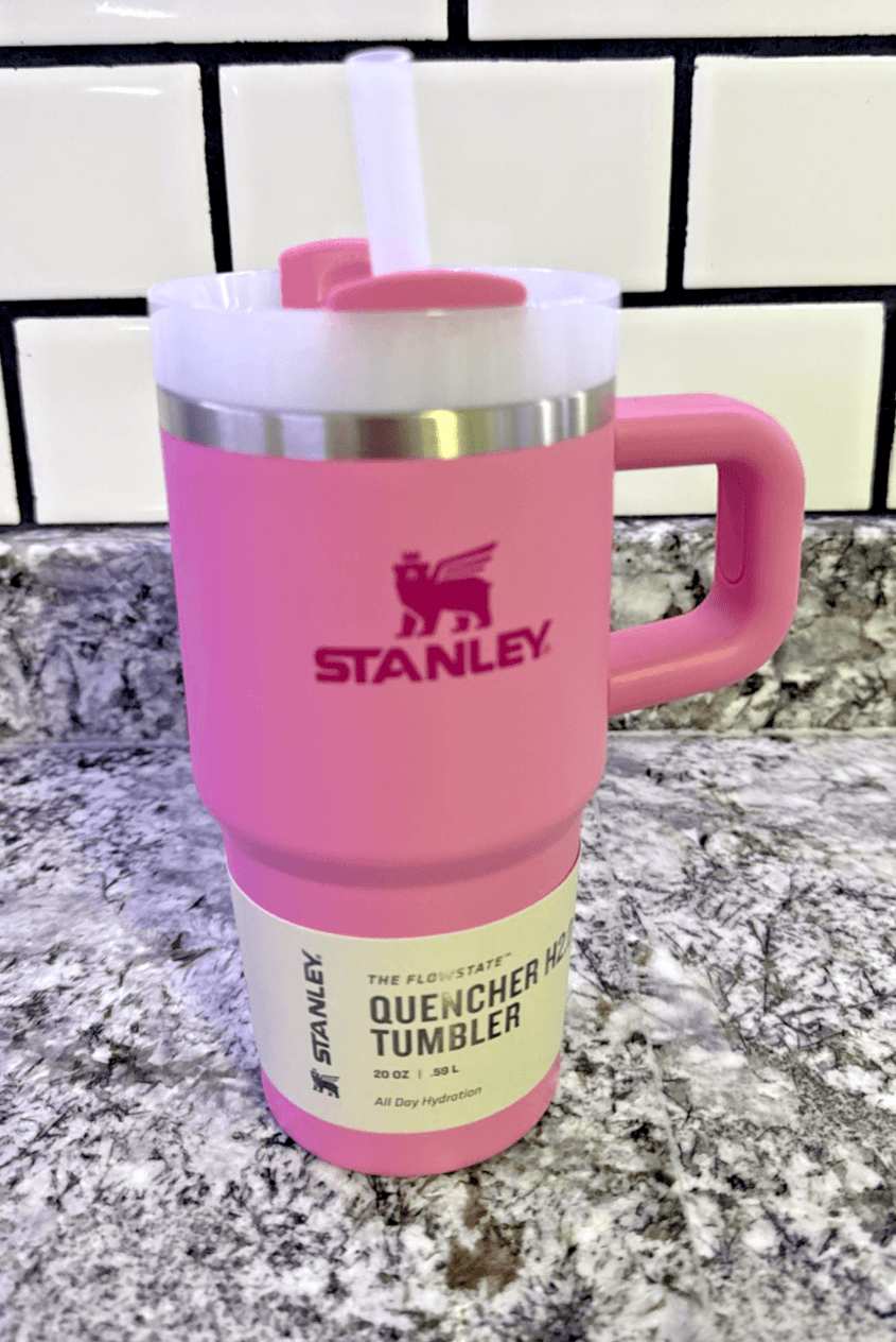 Stanley 20 oz Quencher H2.0 FlowState Tumbler Peony Pink Cup w/ Handle Straw - Thumbnail 2