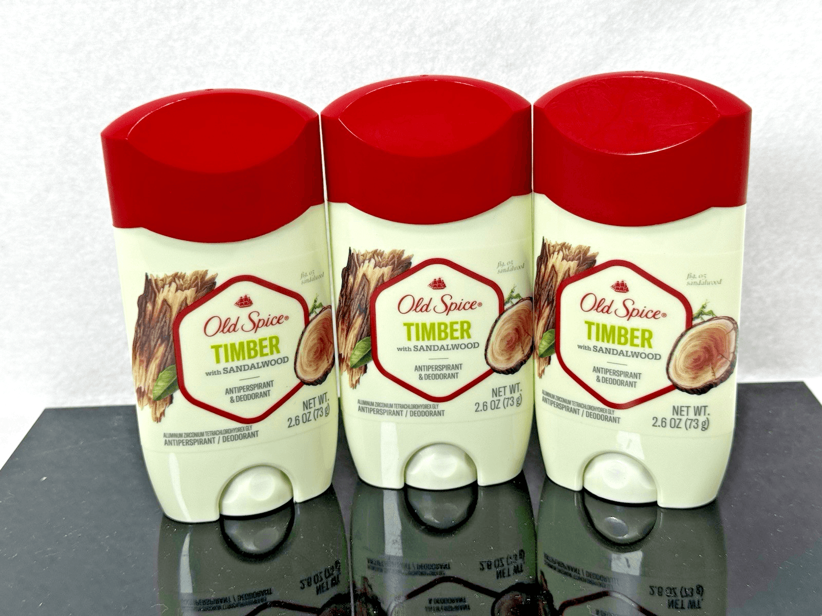 Lot of 3 Old Spice Timber + Sandalwood Anti-perspirant Deodorant 2.6 Oz EX 9/26 - Image 1