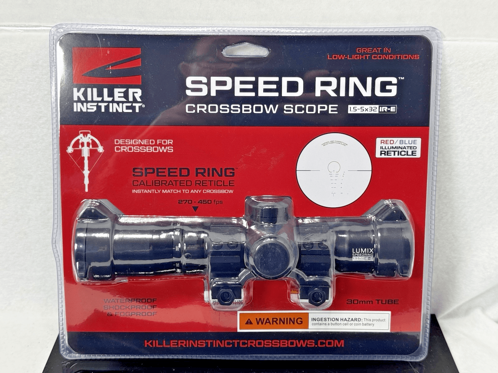 Killer Instinct Crossbow Scope Lumex Speed RING 1.5-5X32 IR-E 30 mm TUBE NEW - Image 1