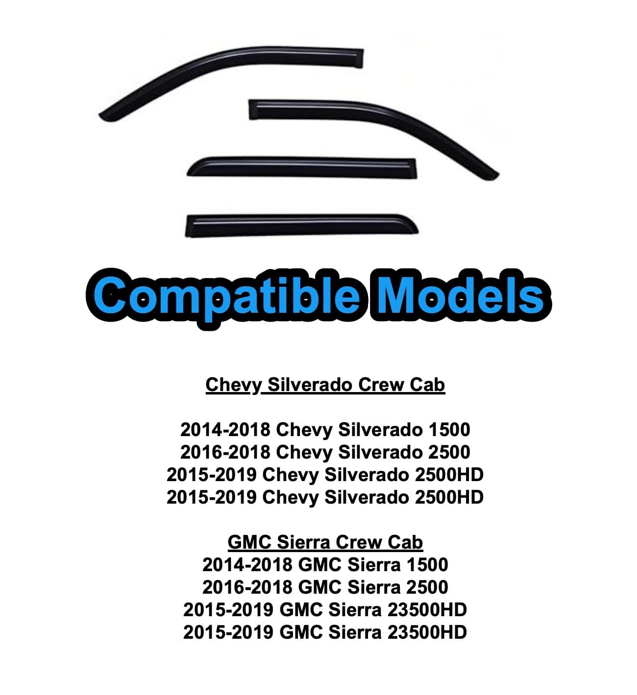 Window Visor Vent Shade Rain Guard Deflector Chevy Silverado GMC Sierra Crew Cab - Thumbnail 2