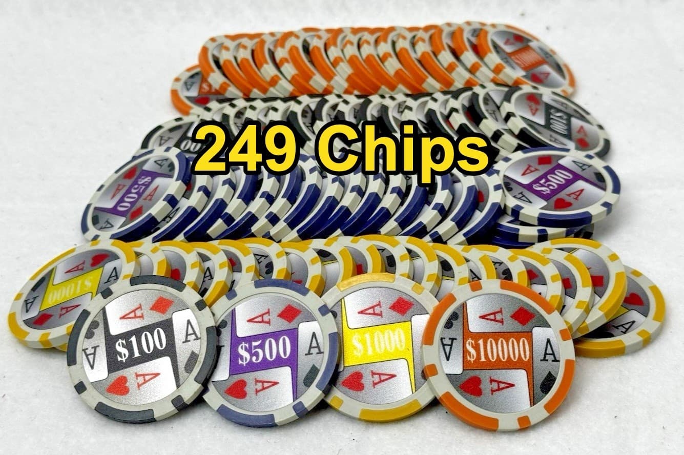 Poker chips authentic 249 chips Multicolor $100 $500 $1000 $10000 HIGH QUALITY - Image 1